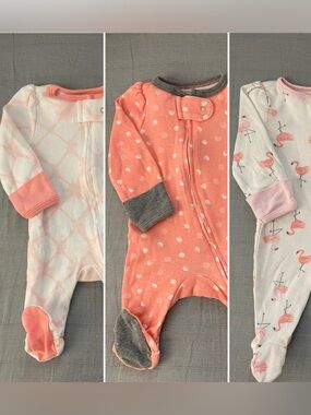 Cloud Island NB Pink and White Baby Footies